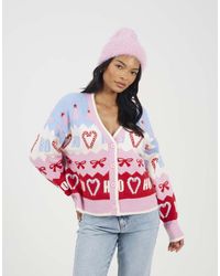 Brave Soul - Jacquard Knit V-Neck Christmas Cardigan - Lyst