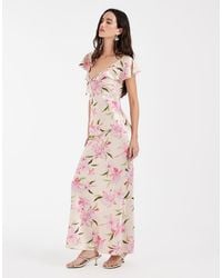 Vero Moda - Flutter Sleeve Satin Maxi Dress - Lyst