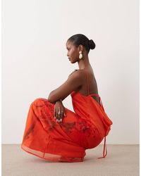 ASOS - Midi-Jurk Met Biaisgesneden Kolommodel, Gedrapeerde Rug En Contrasterende Bies - Lyst