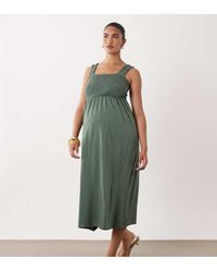 Mama.licious - Mamalicious Maternity Shirred Bust Detail Midi Dress - Lyst