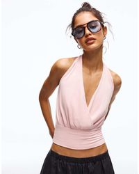 Bershka - Crossover Ruched Cummerbund Top - Lyst