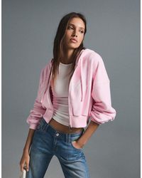Bershka - Printed Zip-up Hoodie - Lyst