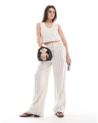 Mango - Stripe Linen Mix Co-Ord Trousers - Lyst