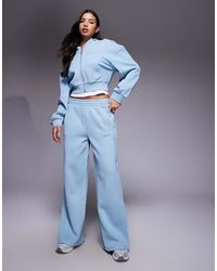 ASOS - Weekend Collective Heavyweight Co-ord Wide Leg jogger With Rib Panels - Lyst