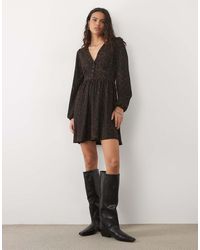 New Look - Long Sleeve Empire Waist Detail Mini Dress - Lyst