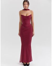 House Of Cb - Cassidy Fluted Hem Mesh Maxi Skirt - Lyst