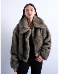 TOPSHOP - Faux Fur Zip Thru Bomber Jacket - Lyst