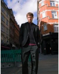 TOPMAN - Relaxed Mixed Fabric Suit Jacket - Lyst
