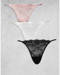 ASOS - 3 Pack Lace Tanga Thong - Lyst