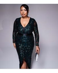 Goddiva - Curve Tassel & Sequin Maxi With Front Split - Lyst