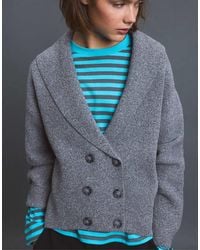 Stradivarius - Double-breasted Knit Cardigan With Lapels - Lyst