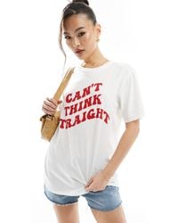 In The Style - Can't Think Straight Slogan T-shirt - Lyst