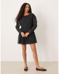ASOS - Chiffon Dropped Waist Mini Smock Dress - Lyst