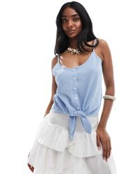 ONLY - Knot Front Cropped Vest - Lyst