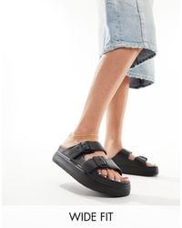 ASOS - Wide Fit Freestyle Flatform Double Buckle Sandals - Lyst