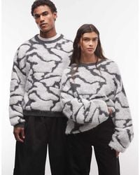 Reclaimed Vintage - Unisex Abstract Crew Knitted Fluffy Sweater - Lyst