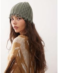 Collusion - Unisex Cable Knit Raw Hem Beanie - Lyst