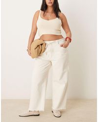 ASOS - Asos Design Curve Crop Wide Leg Dad Jean With Belt - Lyst