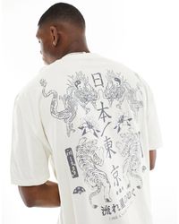 ASOS - Camiseta blanca extragrande con estampado estilo souvenir en la espalda - Lyst