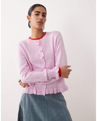 Jdy - Frill Details Knitted Cardigan - Lyst