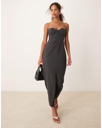ASOS - Bandeau Midaxi-Jurk Met Korsetdetail En Split Aan De Voorkant - Lyst