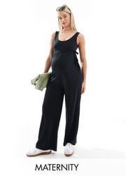 Mama.licious - Mamalicious Maternity Belted Jersey Jumpsuit With Wide Leg - Lyst