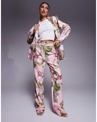 ASOS - Elegante Pantalon Met Bloemenprint, Deel Van Co-Ord Set - Lyst