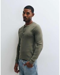 Abercrombie & Fitch - Slim Fit Long Sleeve Ribbed Henley Top - Lyst