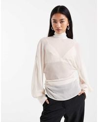 ASOS - Chiffon Batwing High Neck Blouse - Lyst