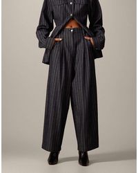 ARRANGE - Denim Jacquard Wide Leg Pants - Lyst