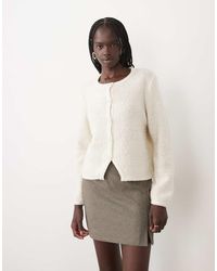 Vila - Boucle Button Detail Chunky Knitted Cardigan - Lyst