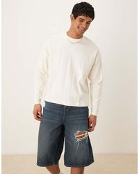 ASOS - Oversized Recht T-Shirt Met Ribbeltextuur En Lange Mouwen - Lyst