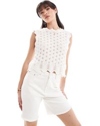 ONLY - Pointelle Knit Tank Top - Lyst