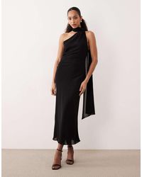 Mango - One Shoulder Maxi Dress With Drape Detail - Lyst