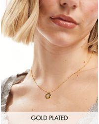 Orelia - Collier en plaqué or avec pendentif pièce effet fondu - Lyst