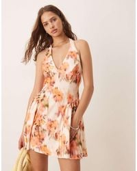 ASOS - Halter Neck Corset Detail Mini Dress With Godets - Lyst