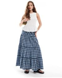 ONLY - – gestufter maxirock mit en karos - Lyst