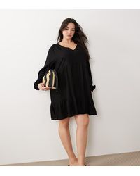 Esmee Curve - Exclusive Mini Tiered Smock Summer Dress With Long Sleeve - Lyst