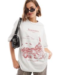 ASOS - T-shirt boyfriend pesante ghiaccio mélange con stampa fotografica di sorrento - Lyst