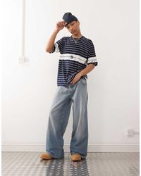 Champion - Camiseta A Rayas De Manga Corta Con Logo "Ny" De - Lyst