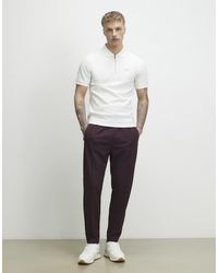 River Island - Muscle Fit Textured Zip Polo Shirt - Lyst
