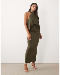 TFNC London - Slinky High Neck Halter Detail Open Back Maxi Dress - Lyst