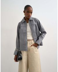 TOPSHOP - Leather Look Cf Zip Jacket - Lyst