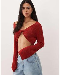 Miss Selfridge - Crochet Twist Detail Long Sleeve Top - Lyst