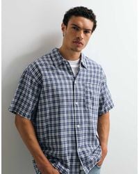 Jack & Jones - Linen Blend Cropped Short Sleeve Check Shirt - Lyst