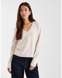 ONLY - V-neck Knitted Top - Lyst