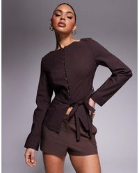 River Island - Top Con Scollo A Barchetta E Cintura - Lyst