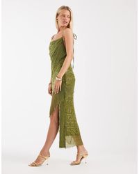 ASOS - Embellished All Over Beaded Layered Asymmetric Maxi Dress - Lyst
