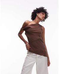 TOPSHOP - Super Soft Cupro Twist Detail Assymetric Top - Lyst