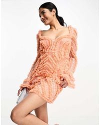 ASOS - Flared Sleeve Embellished Sequin Ruffle Mini Dress - Lyst